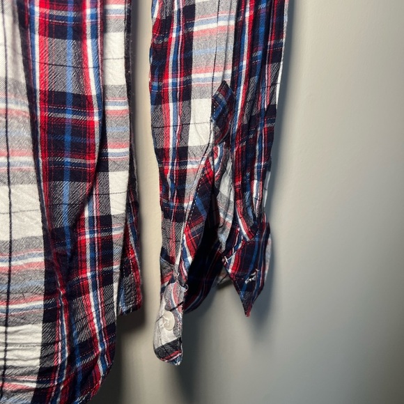 Rails Carmen Button Down Shirt Womens Medium White Navy Red Classic Plaid - Picture 9 of 12